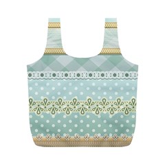 Circle Polka Plaid Triangle Gold Blue Flower Floral Star Full Print Recycle Bags (m)  by Mariart