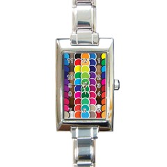 Circle Round Yellow Green Blue Purple Brown Orange Pink Rectangle Italian Charm Watch