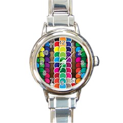 Circle Round Yellow Green Blue Purple Brown Orange Pink Round Italian Charm Watch by Mariart