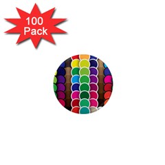 Circle Round Yellow Green Blue Purple Brown Orange Pink 1  Mini Magnets (100 Pack)  by Mariart