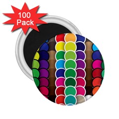 Circle Round Yellow Green Blue Purple Brown Orange Pink 2 25  Magnets (100 Pack)  by Mariart