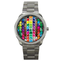 Circle Round Yellow Green Blue Purple Brown Orange Pink Sport Metal Watch by Mariart