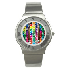 Circle Round Yellow Green Blue Purple Brown Orange Pink Stainless Steel Watch by Mariart