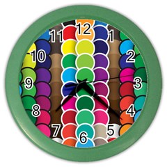 Circle Round Yellow Green Blue Purple Brown Orange Pink Color Wall Clocks by Mariart