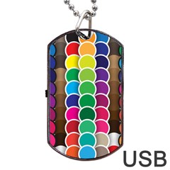 Circle Round Yellow Green Blue Purple Brown Orange Pink Dog Tag Usb Flash (two Sides) by Mariart