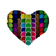 Circle Round Yellow Green Blue Purple Brown Orange Pink Standard 16  Premium Heart Shape Cushions by Mariart