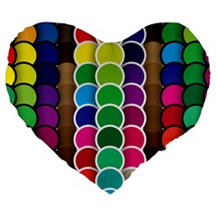 Circle Round Yellow Green Blue Purple Brown Orange Pink Large 19  Premium Heart Shape Cushions by Mariart