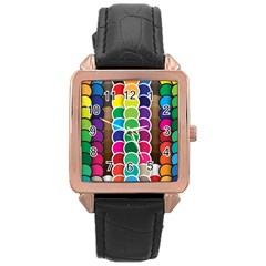 Circle Round Yellow Green Blue Purple Brown Orange Pink Rose Gold Leather Watch  by Mariart