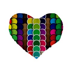 Circle Round Yellow Green Blue Purple Brown Orange Pink Standard 16  Premium Flano Heart Shape Cushions by Mariart