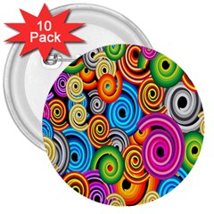 Circle Round Hole Rainbow 3  Buttons (10 Pack)  by Mariart