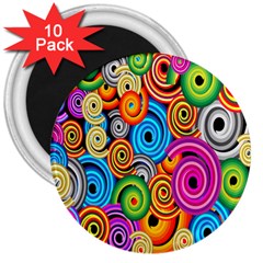 Circle Round Hole Rainbow 3  Magnets (10 Pack)  by Mariart