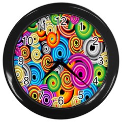 Circle Round Hole Rainbow Wall Clocks (black) by Mariart