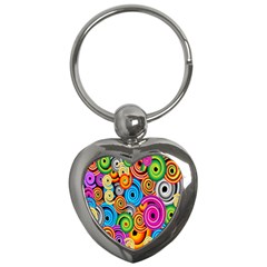 Circle Round Hole Rainbow Key Chains (heart)  by Mariart