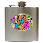 Circle Round Hole Rainbow Hip Flask (6 oz) Front