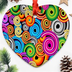 Circle Round Hole Rainbow Heart Ornament (two Sides) by Mariart