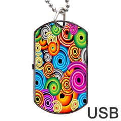 Circle Round Hole Rainbow Dog Tag Usb Flash (one Side) by Mariart