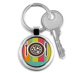 Dinerplate Tablemaner Food Fok Knife Key Chains (round)  by Mariart