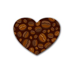 Coffee Beans Rubber Coaster (heart)  by Mariart