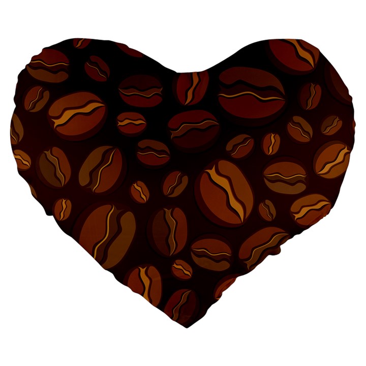 Coffee Beans Large 19  Premium Heart Shape Cushions