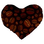 Coffee Beans Large 19  Premium Heart Shape Cushions Back