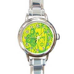 Easter Monster Sinister Happy Green Yellow Magic Rock Round Italian Charm Watch by Mariart