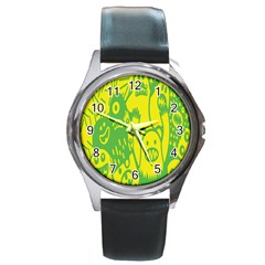 Easter Monster Sinister Happy Green Yellow Magic Rock Round Metal Watch by Mariart