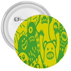 Easter Monster Sinister Happy Green Yellow Magic Rock 3  Buttons