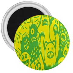 Easter Monster Sinister Happy Green Yellow Magic Rock 3  Magnets