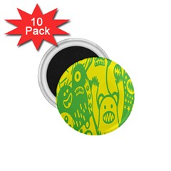 Easter Monster Sinister Happy Green Yellow Magic Rock 1 75  Magnets (10 Pack)  by Mariart