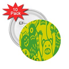 Easter Monster Sinister Happy Green Yellow Magic Rock 2 25  Buttons (10 Pack)  by Mariart