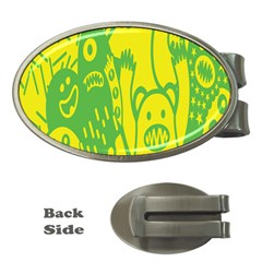 Easter Monster Sinister Happy Green Yellow Magic Rock Money Clips (oval)  by Mariart