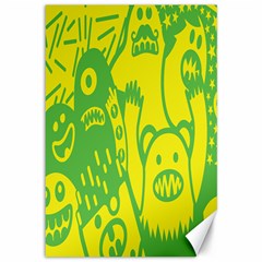 Easter Monster Sinister Happy Green Yellow Magic Rock Canvas 12  X 18  