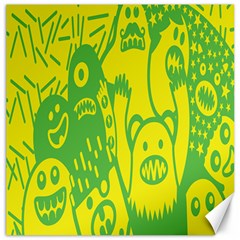 Easter Monster Sinister Happy Green Yellow Magic Rock Canvas 16  X 16   by Mariart