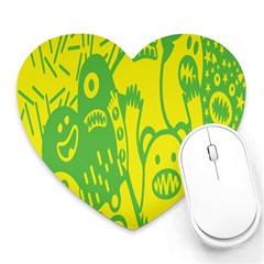 Easter Monster Sinister Happy Green Yellow Magic Rock Heart Mousepads by Mariart