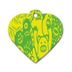 Easter Monster Sinister Happy Green Yellow Magic Rock Dog Tag Heart (one Side) by Mariart