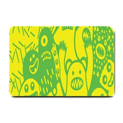 Easter Monster Sinister Happy Green Yellow Magic Rock Small Doormat  by Mariart