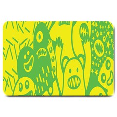 Easter Monster Sinister Happy Green Yellow Magic Rock Large Doormat  by Mariart