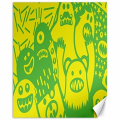 Easter Monster Sinister Happy Green Yellow Magic Rock Canvas 11  X 14   by Mariart