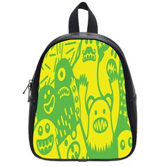 Easter Monster Sinister Happy Green Yellow Magic Rock School Bags (small)  by Mariart