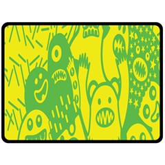 Easter Monster Sinister Happy Green Yellow Magic Rock Fleece Blanket (large)  by Mariart