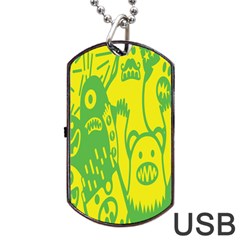 Easter Monster Sinister Happy Green Yellow Magic Rock Dog Tag Usb Flash (two Sides) by Mariart