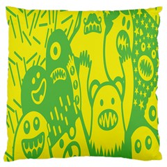 Easter Monster Sinister Happy Green Yellow Magic Rock Large Cushion Case (one Side) by Mariart