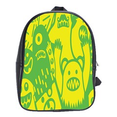 Easter Monster Sinister Happy Green Yellow Magic Rock School Bags (xl)  by Mariart