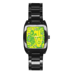 Easter Monster Sinister Happy Green Yellow Magic Rock Stainless Steel Barrel Watch by Mariart