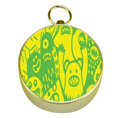 Easter Monster Sinister Happy Green Yellow Magic Rock Gold Compasses by Mariart