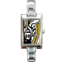 Easter Monster Sinister Happy Magic Rock Mask Face Polka Yellow Rectangle Italian Charm Watch by Mariart