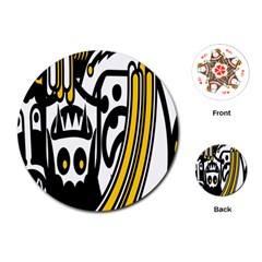 Easter Monster Sinister Happy Magic Rock Mask Face Polka Yellow Playing Cards (round) 