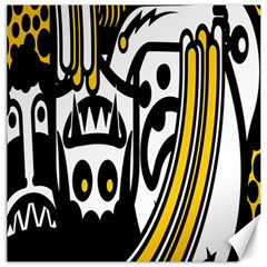 Easter Monster Sinister Happy Magic Rock Mask Face Polka Yellow Canvas 12  X 12   by Mariart