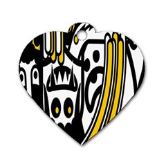 Easter Monster Sinister Happy Magic Rock Mask Face Polka Yellow Dog Tag Heart (one Side) by Mariart