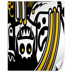 Easter Monster Sinister Happy Magic Rock Mask Face Polka Yellow Canvas 11  X 14   by Mariart